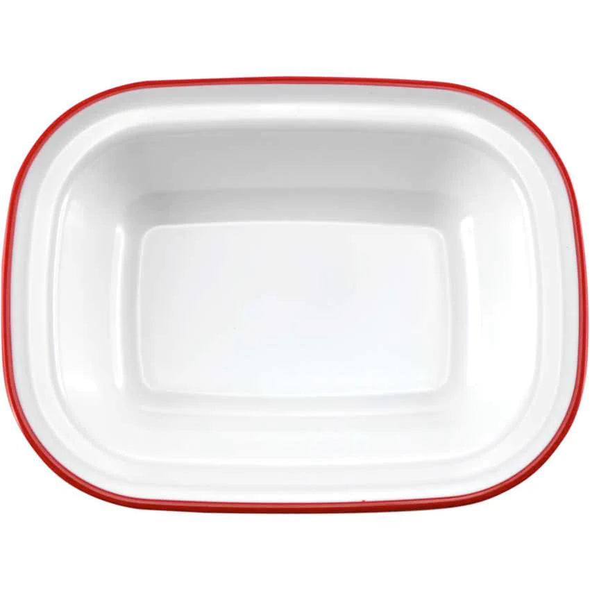 Efay Enamel Pie Rectangular Dish 9" White Red Rim - Premium Plates from Efay - Just $15! 