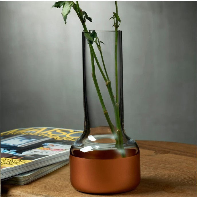 Nude Contour Bud Vase with Clear Top and Copper Base 200mm - Premium Vase from Pasabahce - Just $390! 