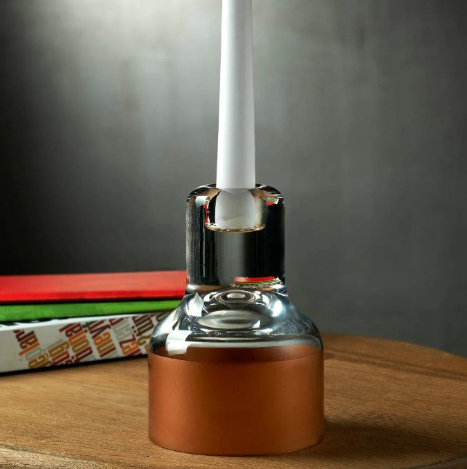 Nude Contour Candle Holder with Clear Top and Copper Base 128mm - Premium Candle Holder from Pasabahce - Just $295! 