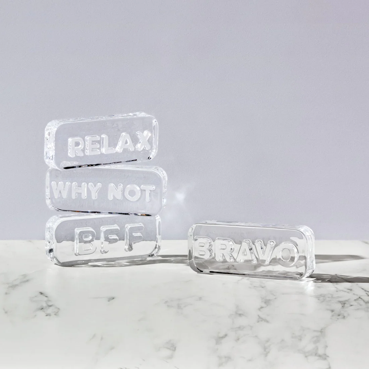 Nude Essentials Paroles Paperweight "BRAVO" 40mm Clear - Premium Paperweight from Pasabahce - Just $315! 