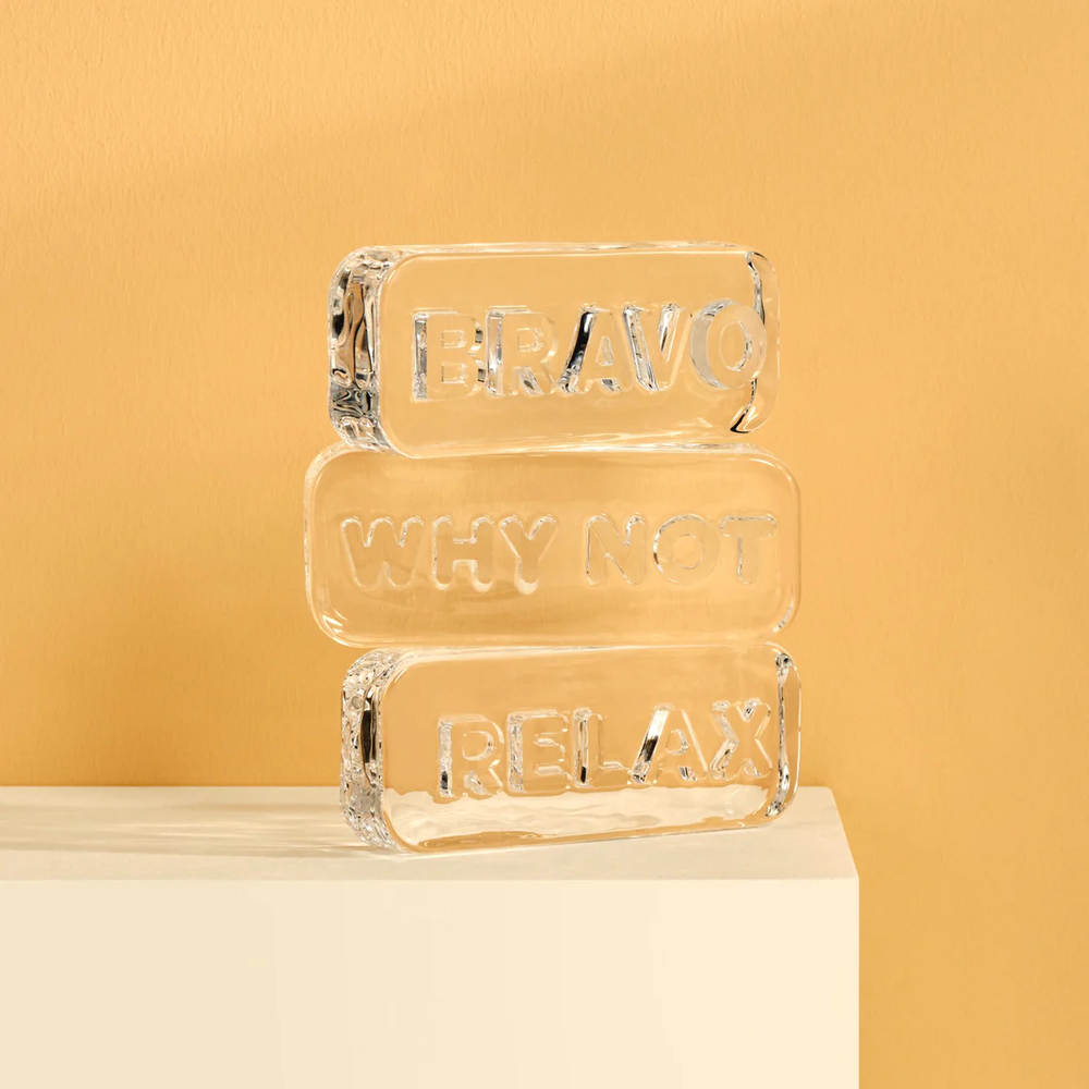 Nude Essentials Paroles Paperweight "BRAVO" 40mm Clear - Premium Paperweight from Pasabahce - Just $315! 