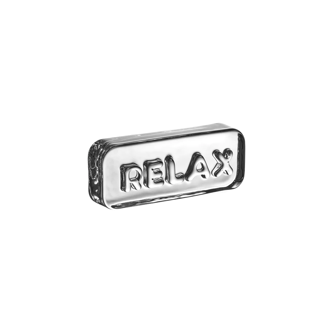 Nude Essentials Paroles Paperweight "RELAX" 40mm Clear - Premium Paperweight from Pasabahce - Just $315! 