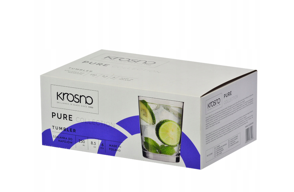 Krosno Pure Crystalline Glass Tumblers 6 pcs 250 ml - Premium Tumblers from Krosno - Just $20! 