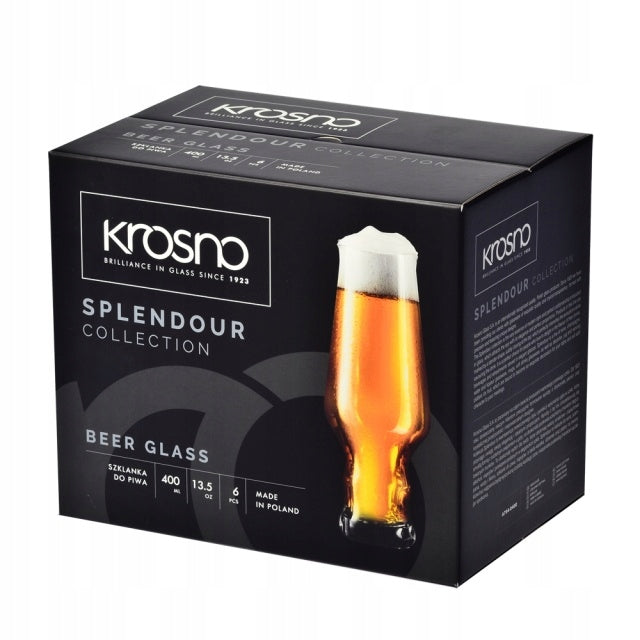 Krosno Splendour Set of 6 Pcs Pilsner 400cc - Premium Beer Glass from Krosno - Just $30! 