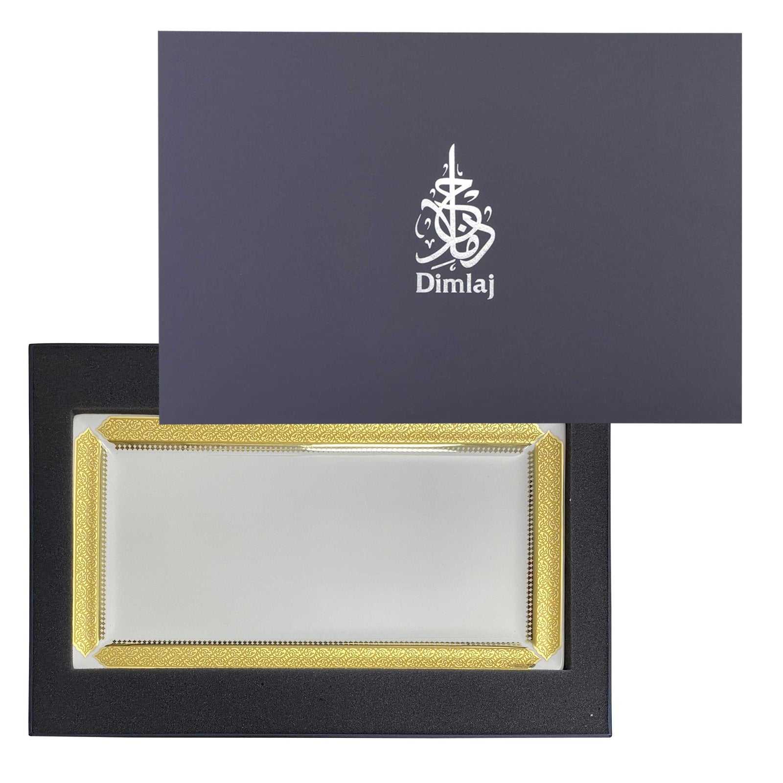 Dimlaj Cordoba Rectangular Serving Plate Porcelain Gold - Premium Plates from Cordoba By Dimlaj - Just $370! 