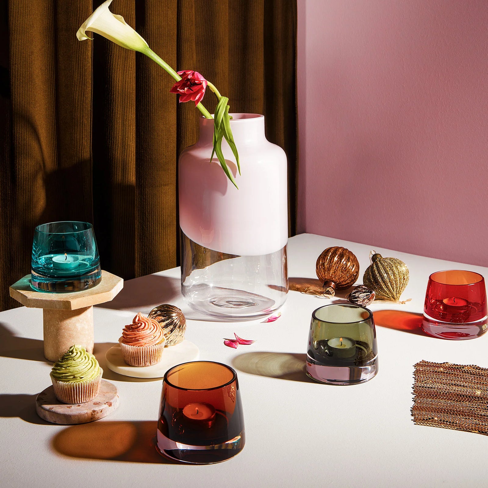 Nude Joy Set of 2pcs Candle Holder Small Amber - Premium  from Nude Glass - Just $245! 