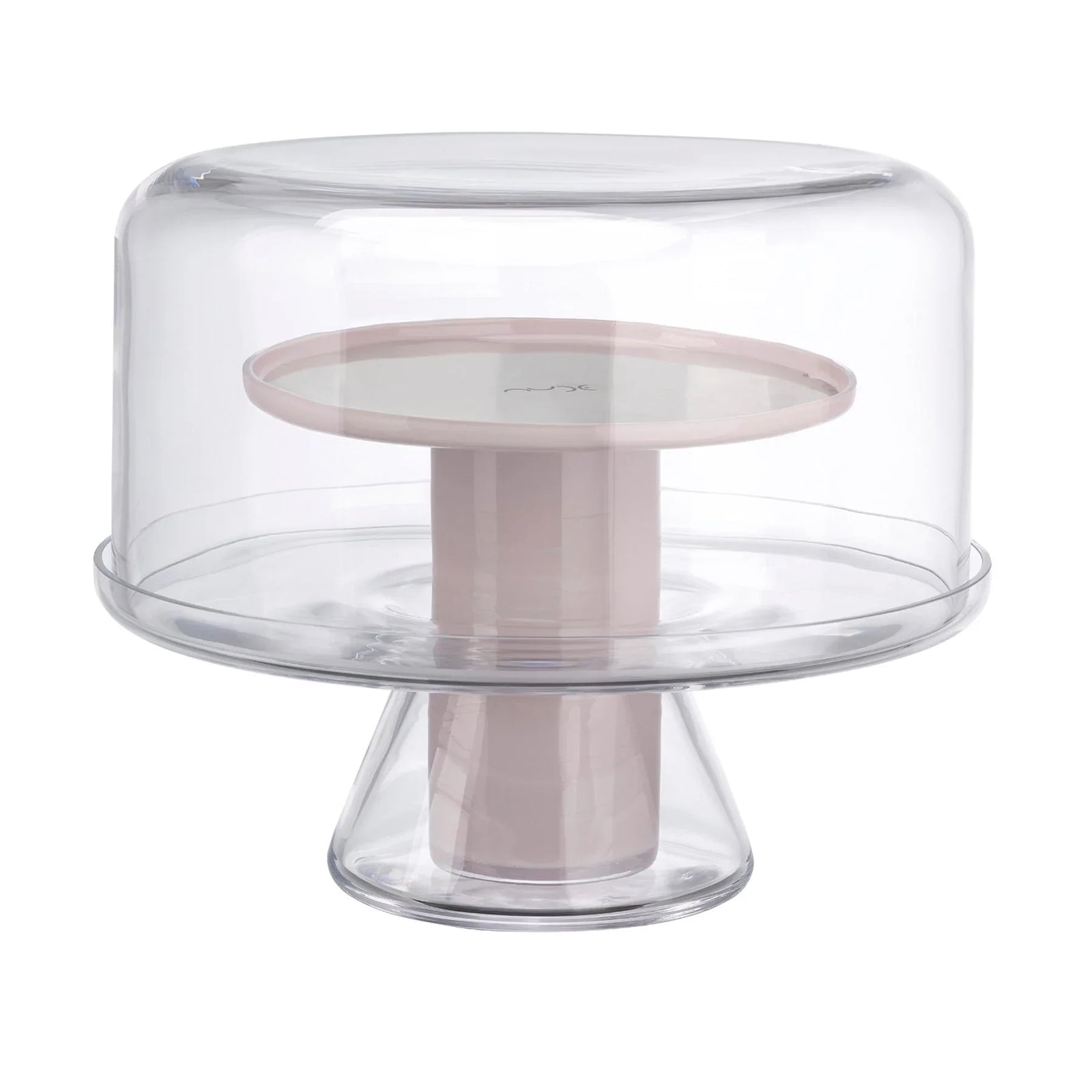 Nude Essentials Bloom Cake Stand with Dome Opal Pink - Premium Cake Stands from Pasabahce - Just $1600! 