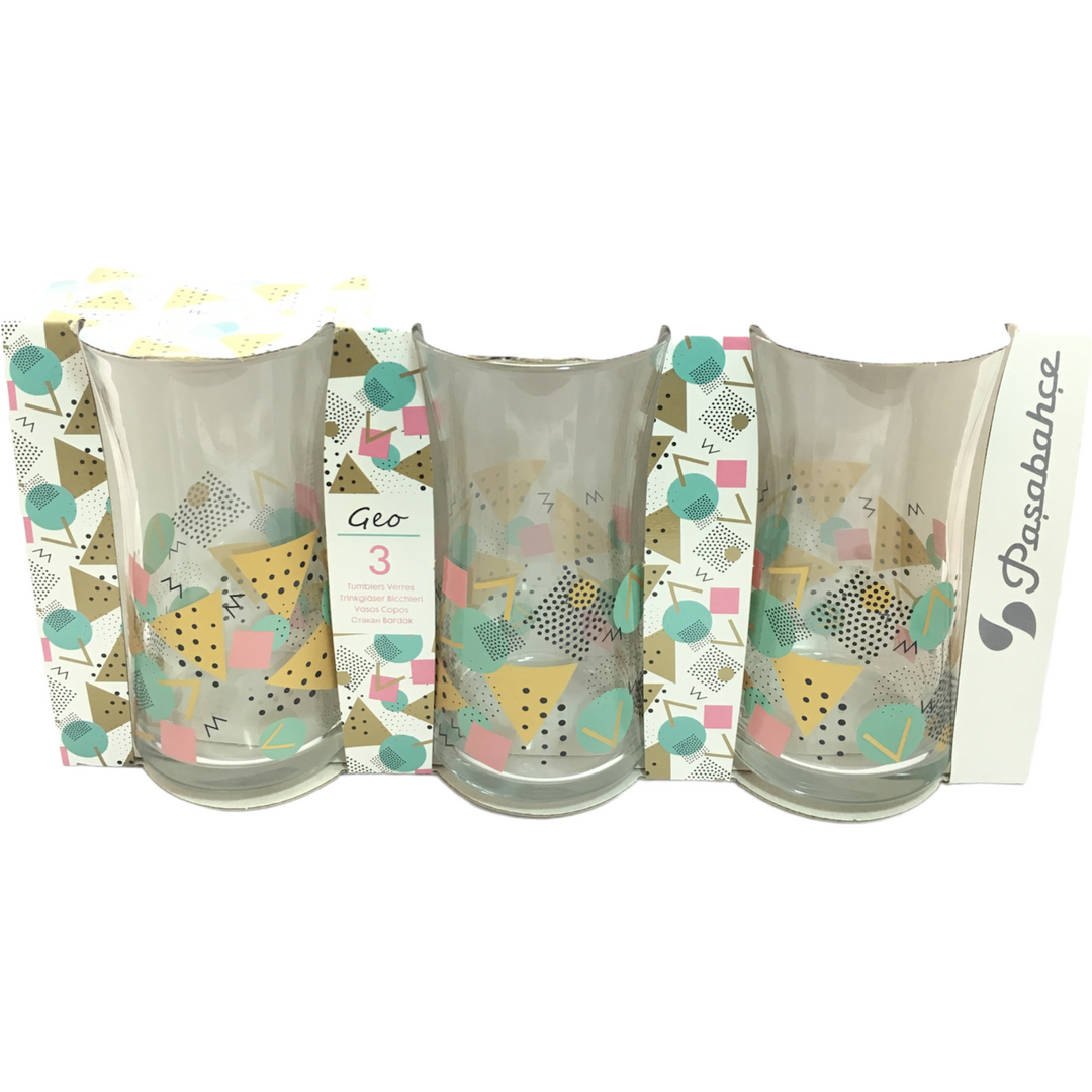 Pasabahce Azur Geo Set of 3 Pcs Tumblers 210cc Decorated - Premium Tumbler from Pasabahce Essentials - Just $20! 