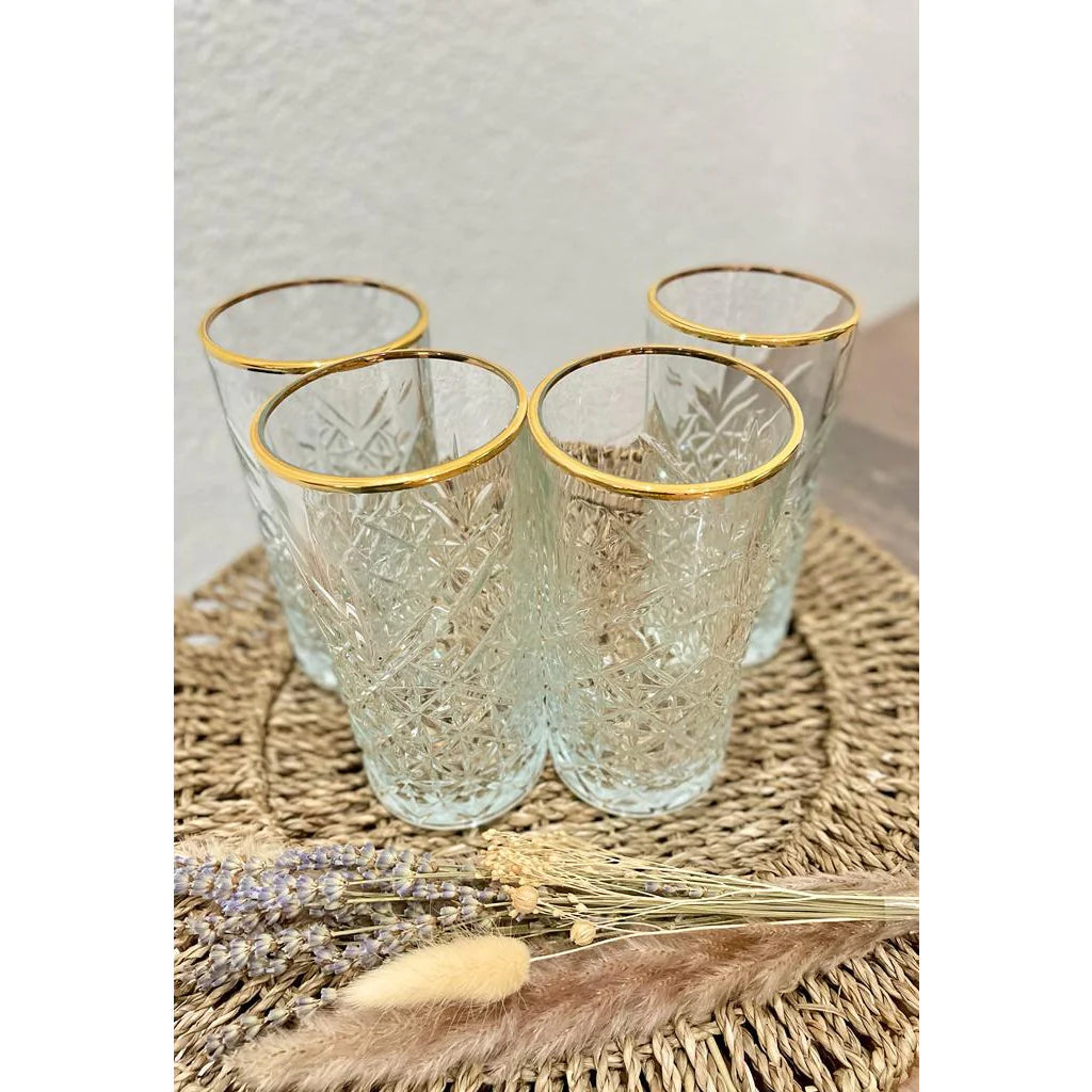 Pasabahce Timeless Set of 4 Pcs Beer Tumbler 180cc Gold Rim - Premium Tumbler from Pasabahce - Just $50! 