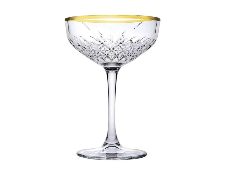 Pasabahce Timeless Set of 4pcs Champagne Coupe 255cc Gold Rim - Premium  from Pasabahce Essentials - Just $85! 