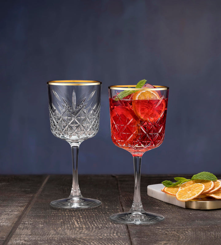 Pasabahce Timeless Set of 4 Pcs Red Wine 330cc Gold Rim - Premium Stemware from Pasabahce - Just $75! 