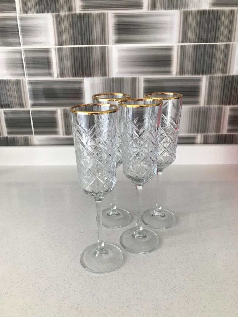 Pasabahce Timeless Set of 4pcs Champagne Flute 175cc Gold Rim - Premium  from Pasabahce Essentials - Just $75! 