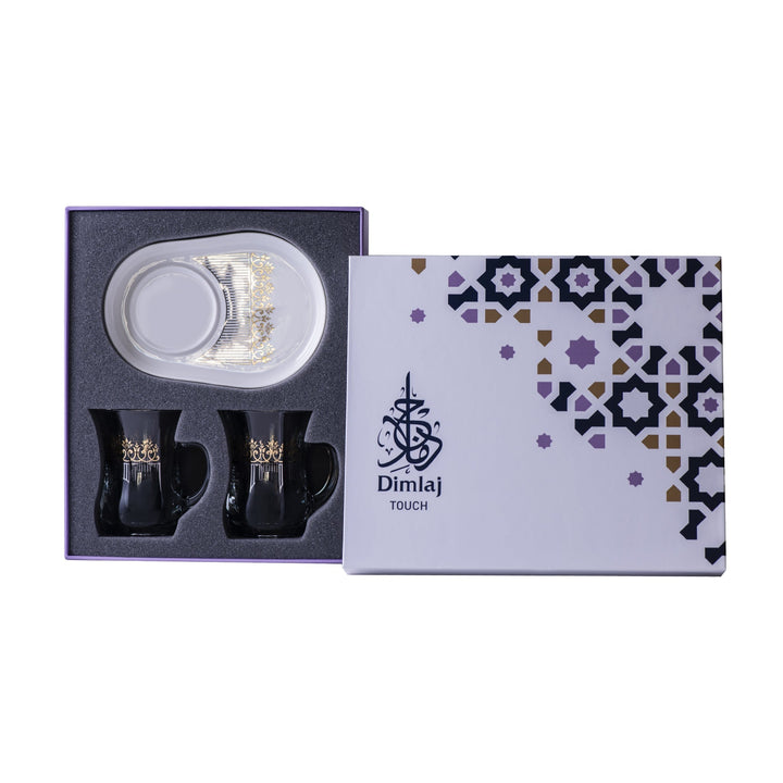 Dimlaj Touch Grace Set of 4 Pcs Mugs and Porcelain Saucers Gold & Platinum - Premium Mugs from Dimlaj Touch - Just $75! 