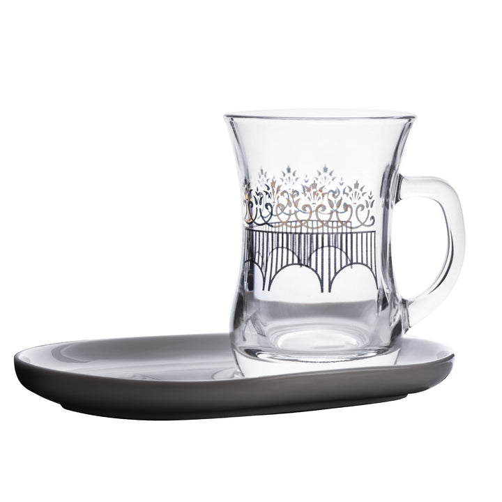 Dimlaj Touch Grace Set of 4 Pcs Mugs and Porcelain Saucers Gold & Platinum - Premium Mugs from Dimlaj Touch - Just $75! 