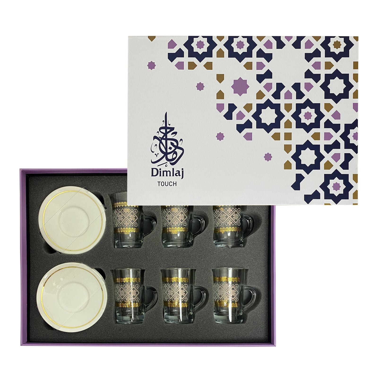 Dimlaj Touch Heritage Set of 6 Pcs Tea Cups and Saucers Gold - Premium Tea Cups from Heritage By Dimlaj - Just $135! 
