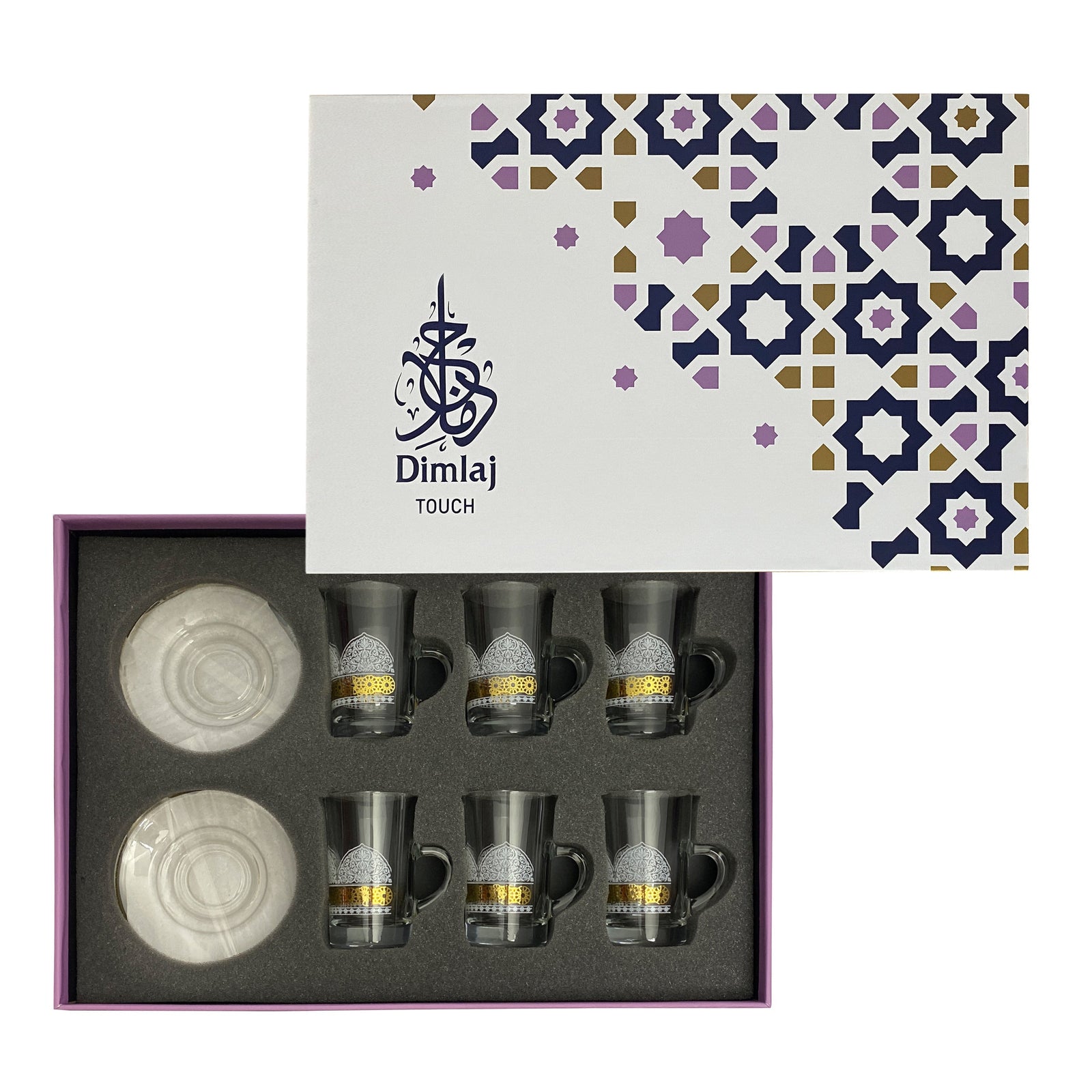 Dimlaj Touch Qasr Set of 6 Pcs Tea Cups and Saucers Gold - Premium Tea Cups from Dimlaj Touch - Just $135! 