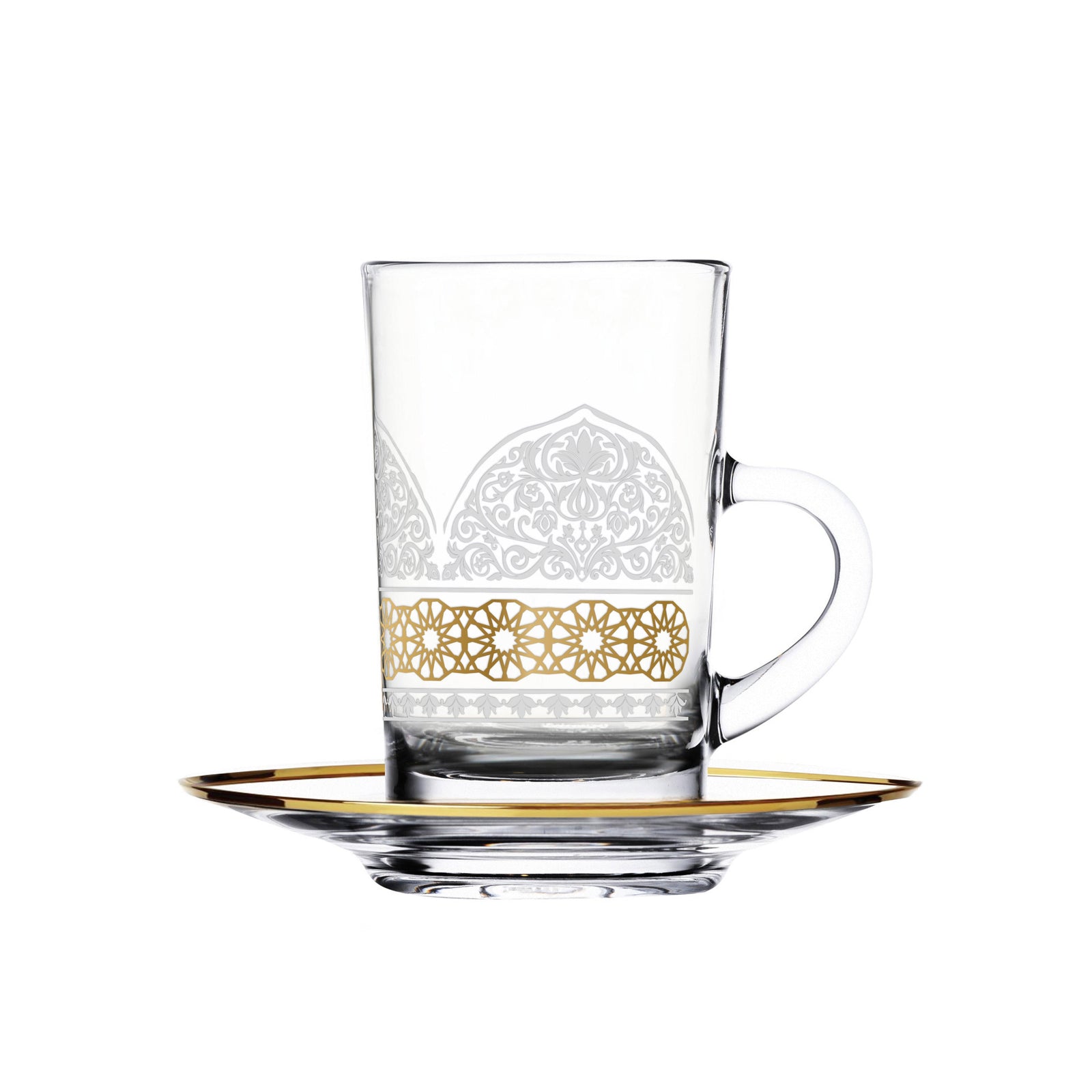 Dimlaj Touch Qasr Set of 6 Pcs Tea Cups and Saucers Gold - Premium Tea Cups from Dimlaj Touch - Just $135! 