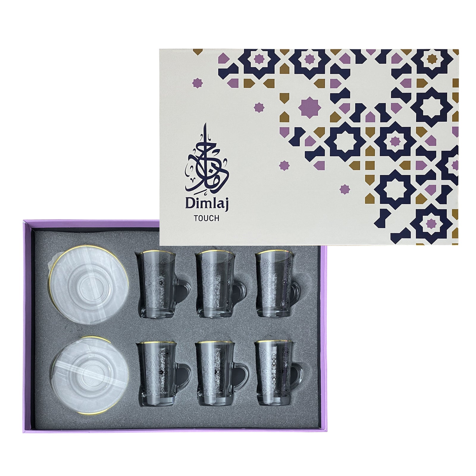 Dimlaj Touch Glory Set of 6 Pcs Tea Cups and Saucers Gold & Black - Premium  from Dimlaj Touch - Just $135! 