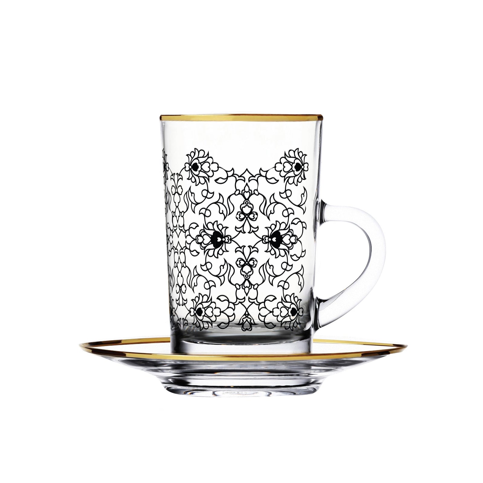 Dimlaj Touch Glory Set of 6 Pcs Tea Cups and Saucers Gold & Black - Premium  from Dimlaj Touch - Just $135! 