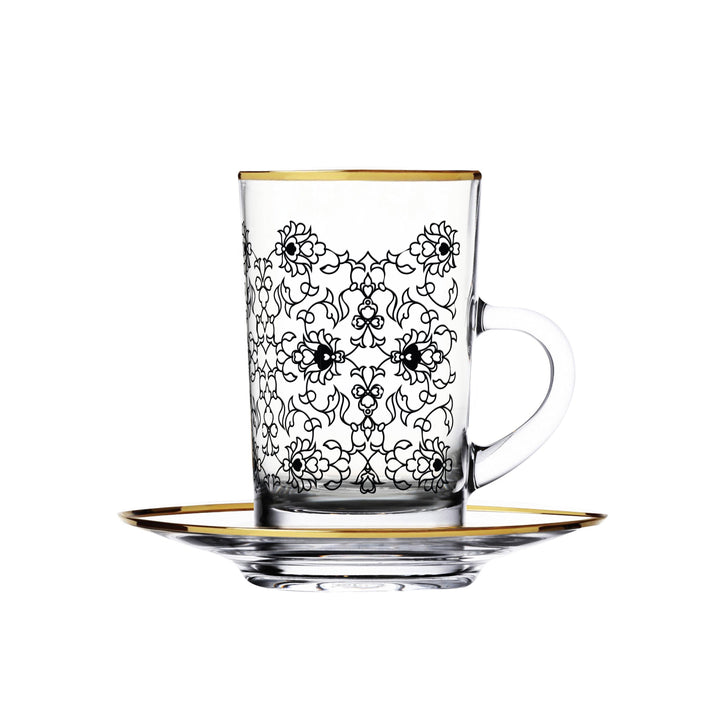 Dimlaj Touch Glory Set of 6 Pcs Tea Cups and Saucers Gold & Black - Premium  from Dimlaj Touch - Just $99! 