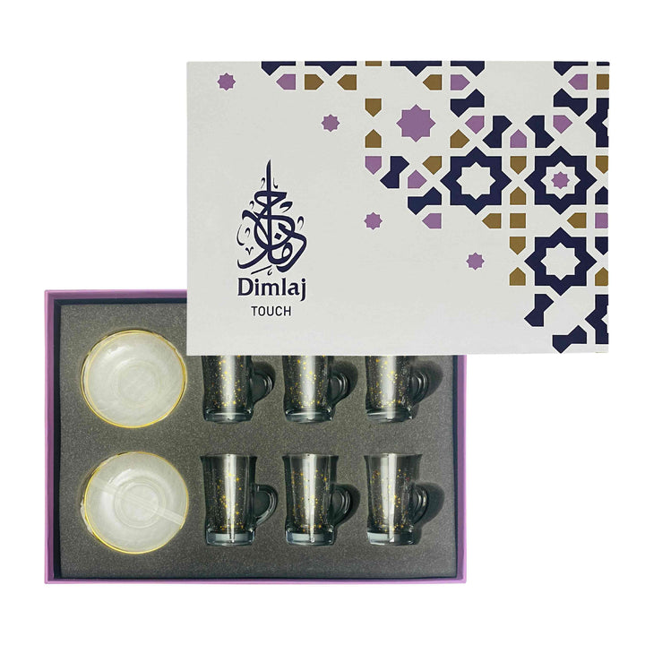 Dimlaj Touch Glimmer Set of 6 Pcs Tea Cups and Saucers Gold - Premium  from Dimlaj Touch - Just $99! 