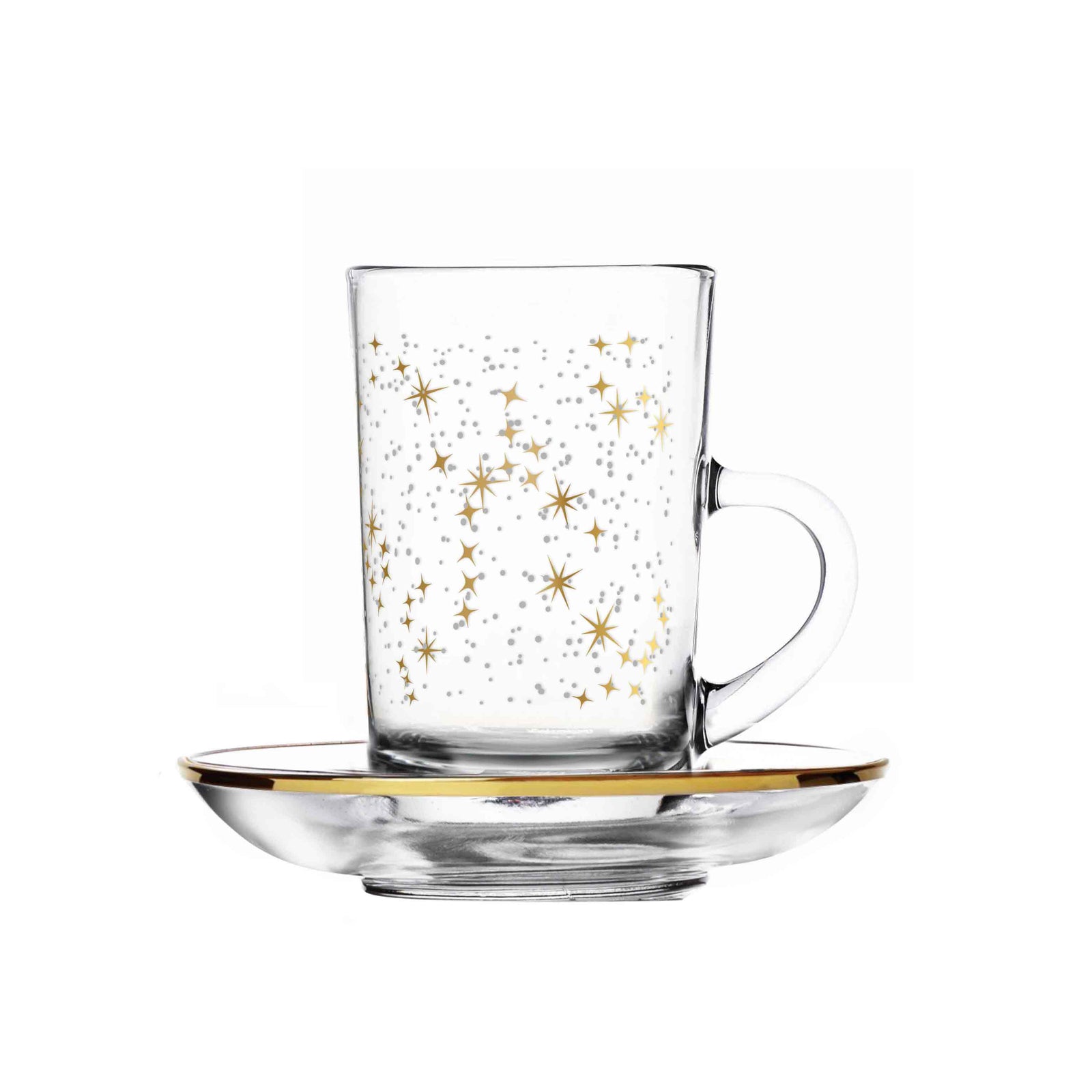 Dimlaj Touch Glimmer Set of 6 Pcs Tea Cups and Saucers Gold - Premium  from Dimlaj Touch - Just $135! 