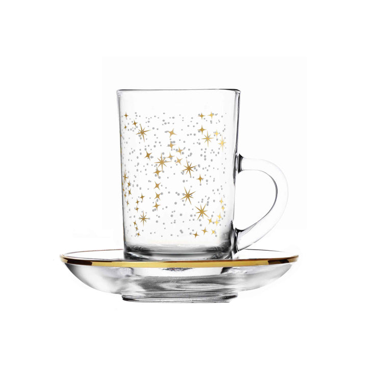 Dimlaj Touch Glimmer Set of 6 Pcs Tea Cups and Saucers Gold - Premium  from Dimlaj Touch - Just $99! 