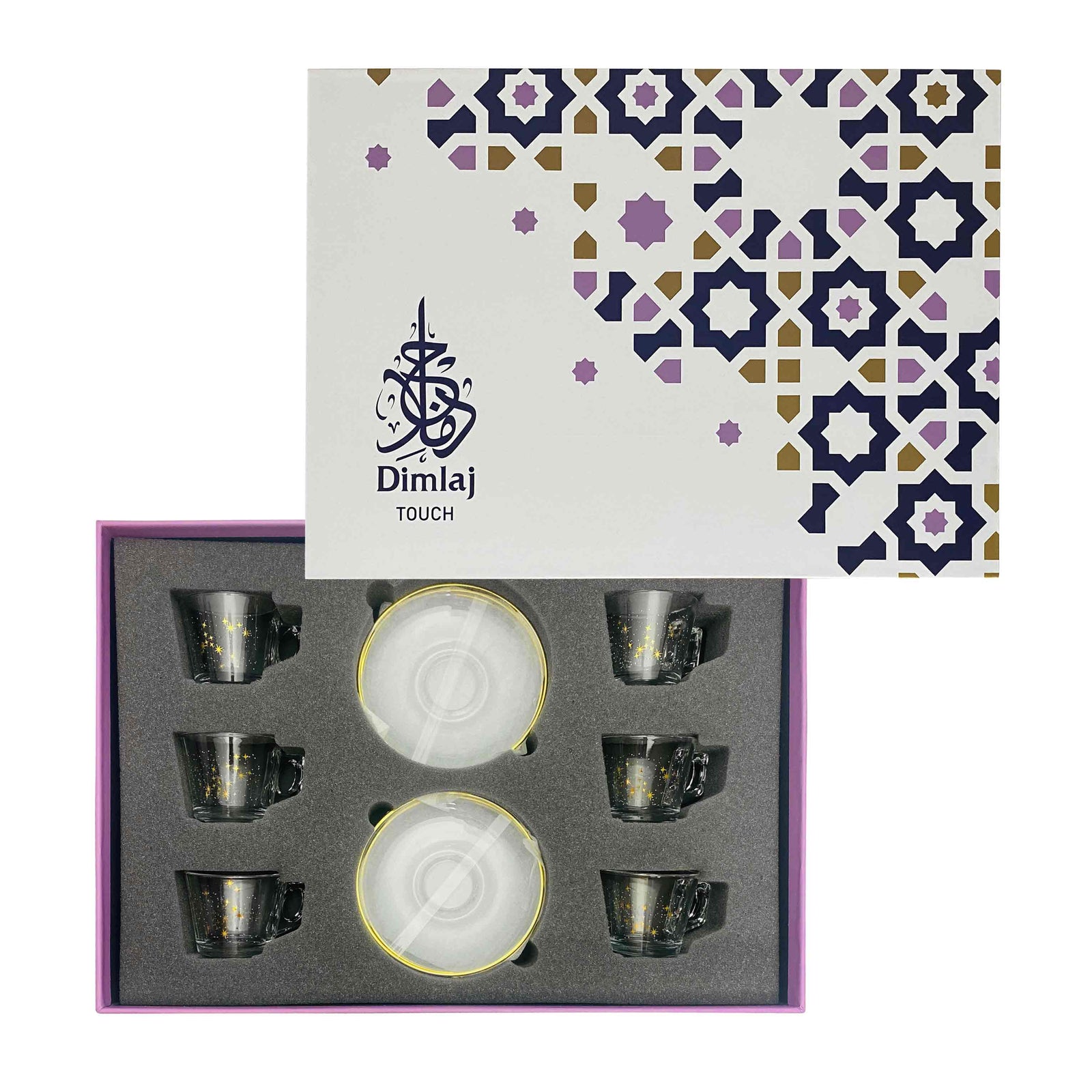 Dimlaj Touch Glimmer Set of 12 pcs Coffee Cups and Saucers Gold - Premium Coffee Cups from Dimlaj Touch - Just $135! 