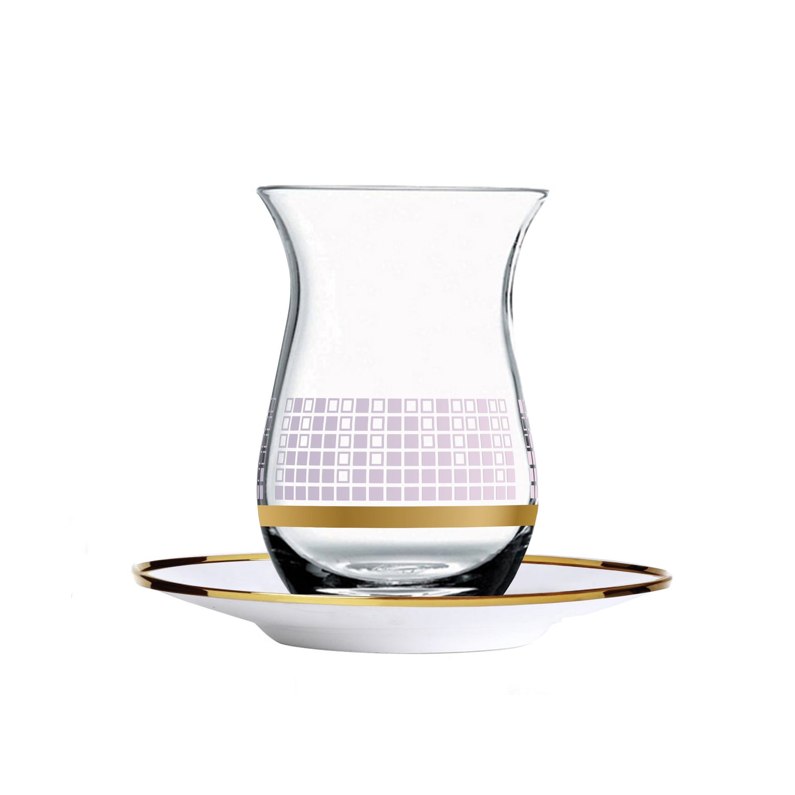 Dimlaj Touch Flow Set of 6 Pcs Tea Cups and Saucers Gold and Pink - Premium  from Dimlaj Touch - Just $135! 