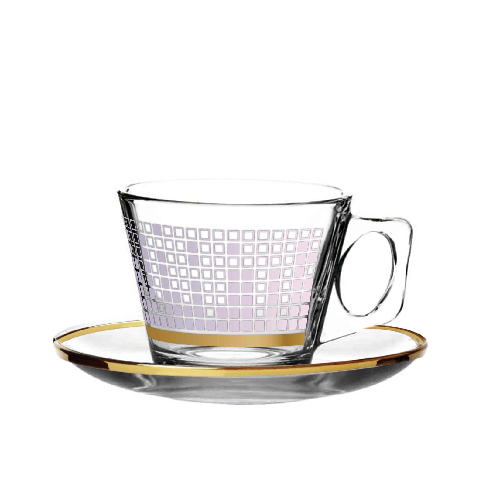 Dimlaj Touch Flow Set of 6 Pcs Coffee Cups and Saucers Gold and Pink - Premium Coffee Cups from Dimlaj Touch - Just $135! 