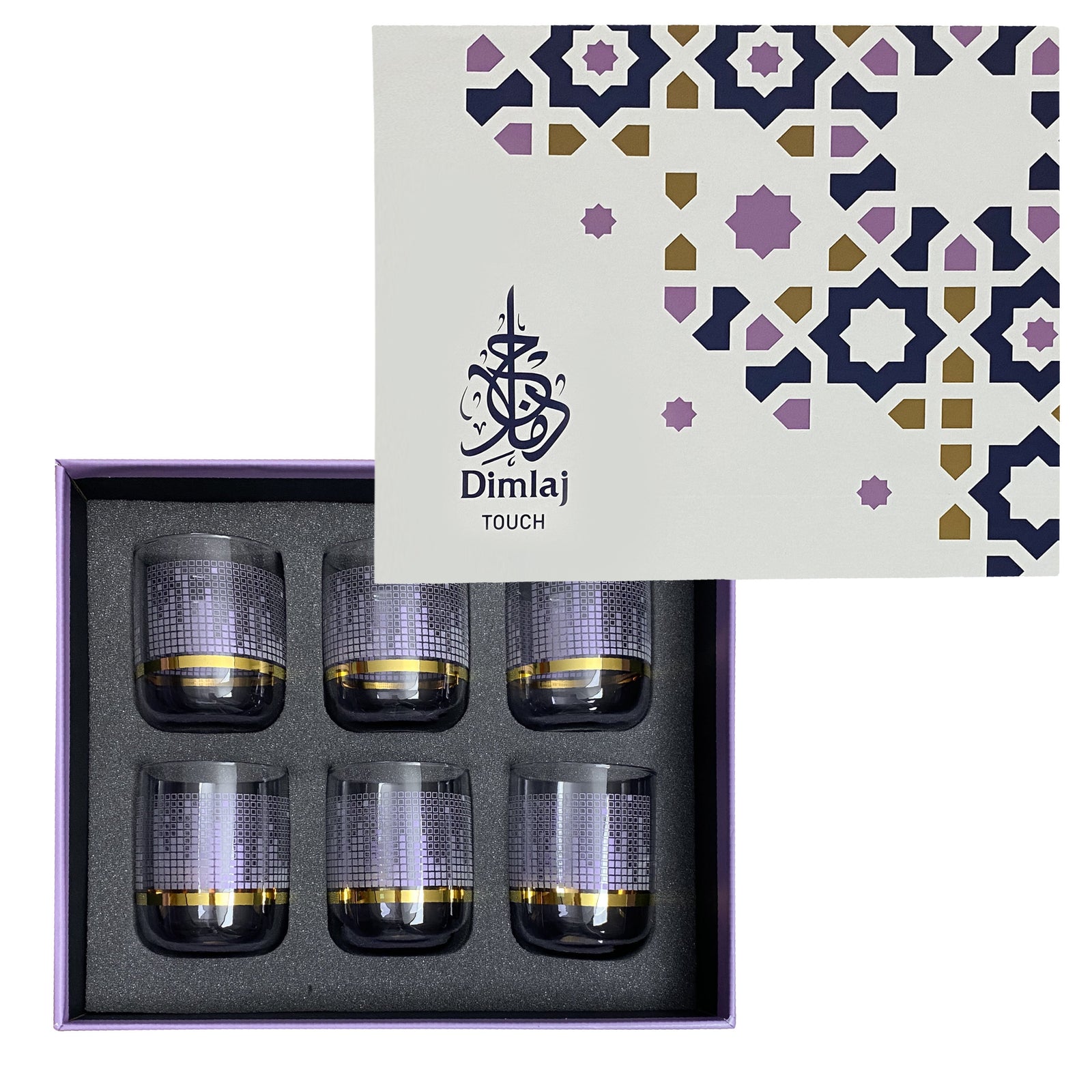 Dimlaj Touch Flow Set of 6 Pcs Short Tumblers Gold and Pink - Premium  from Dimlaj Touch - Just $135! 