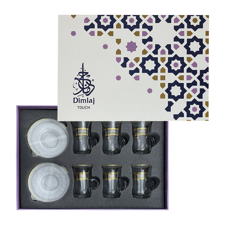 Dimlaj Touch Minerva Set of 6 Pcs Tea Cups and Saucers Gold - Premium  from Dimlaj Touch - Just $99! 