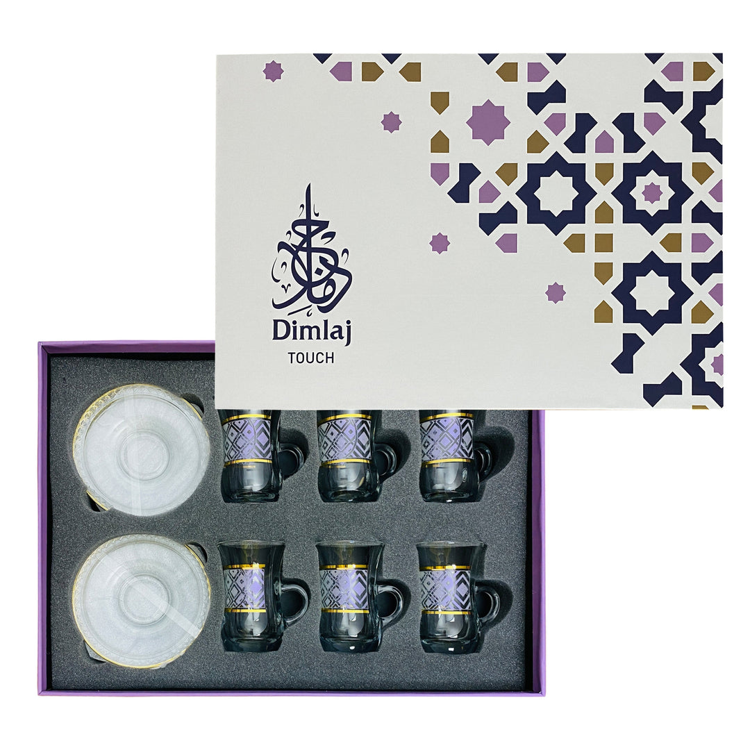 Dimlaj Touch Retro Set of 6 Pcs Tea Cups and Saucers Gold - Premium  from Dimlaj Touch - Just $99! 