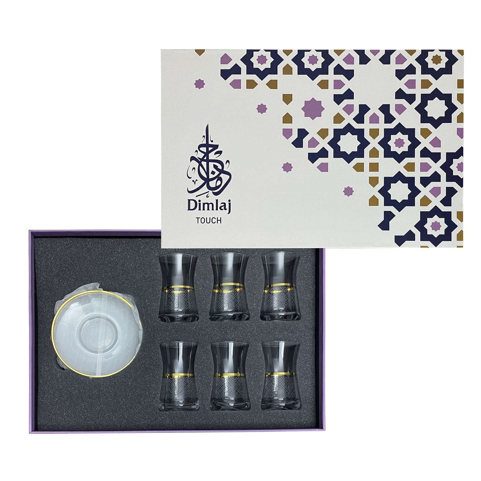 Dimlaj Touch Crown Set of 6 Pcs Istikan Cups and Saucers Gold - Premium  from Dimlaj Touch - Just $135! 