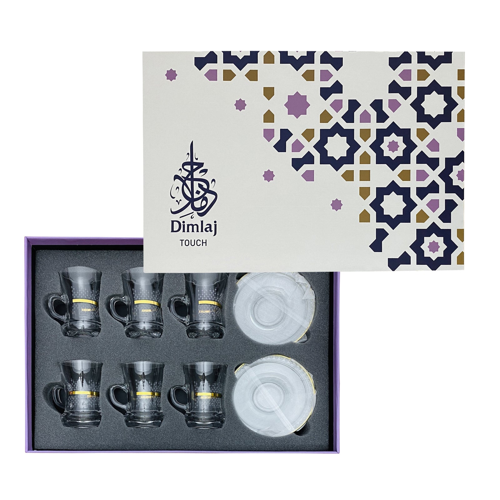 Dimlaj Touch Harmony Set of 6 Pcs Tea Cups and Saucers Gold - Premium  from Dimlaj Touch - Just $135! 