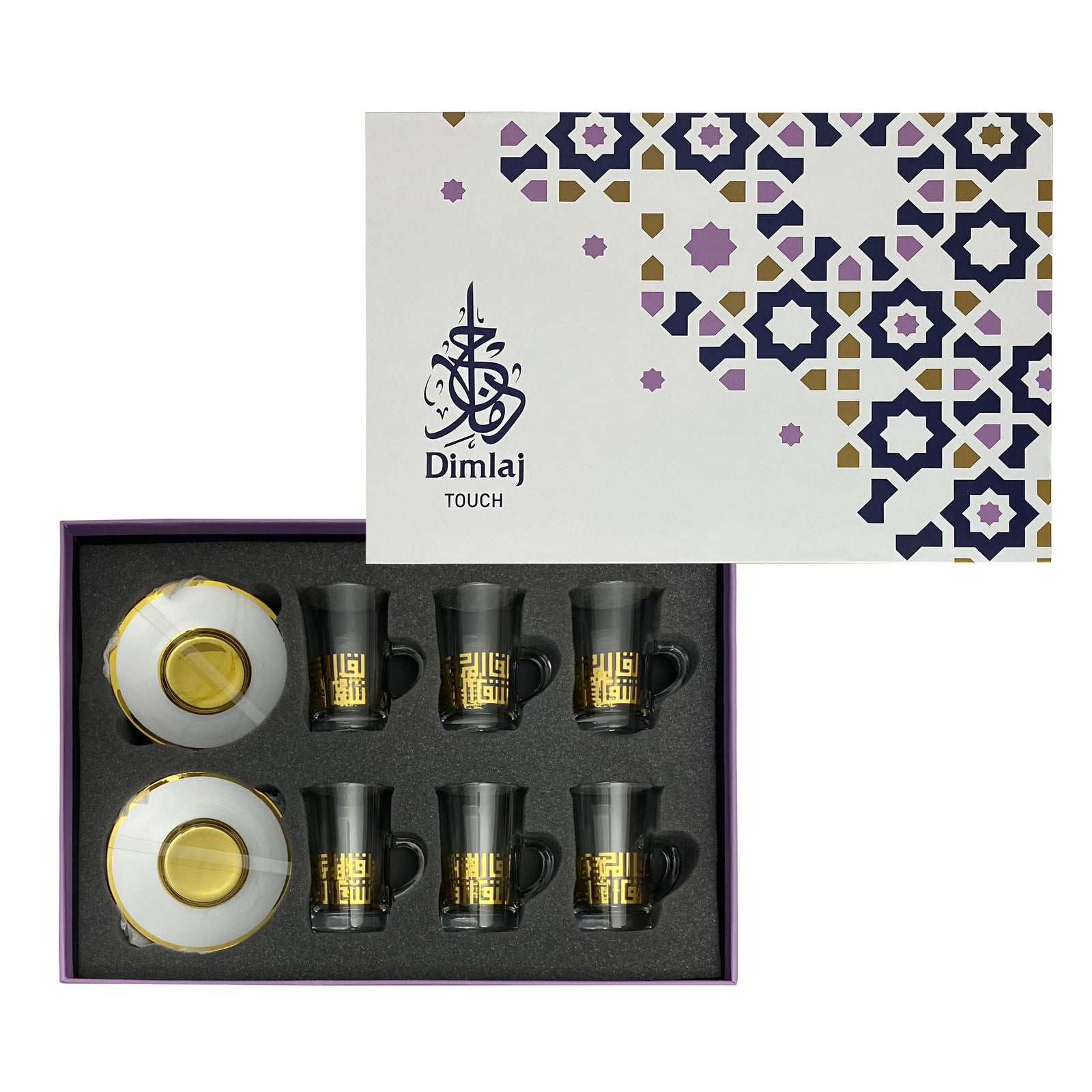 Dimlaj Touch Spirit Set of 6 Pcs Tea Cups and Saucers Gold and Silver - Premium  from Dimlaj Touch - Just $135! 