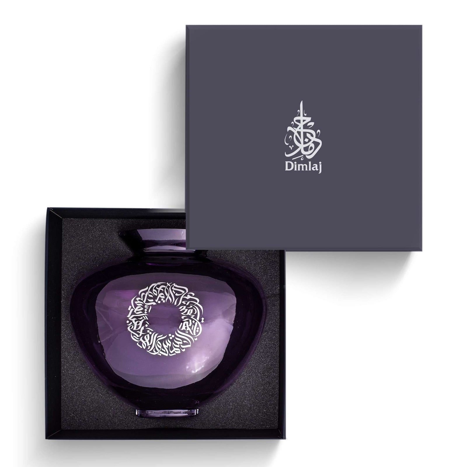 Dimlaj Qamar Purple Glass Vase (Engraved) - Premium Vases from Qamar By Dimlaj - Just $1500! 