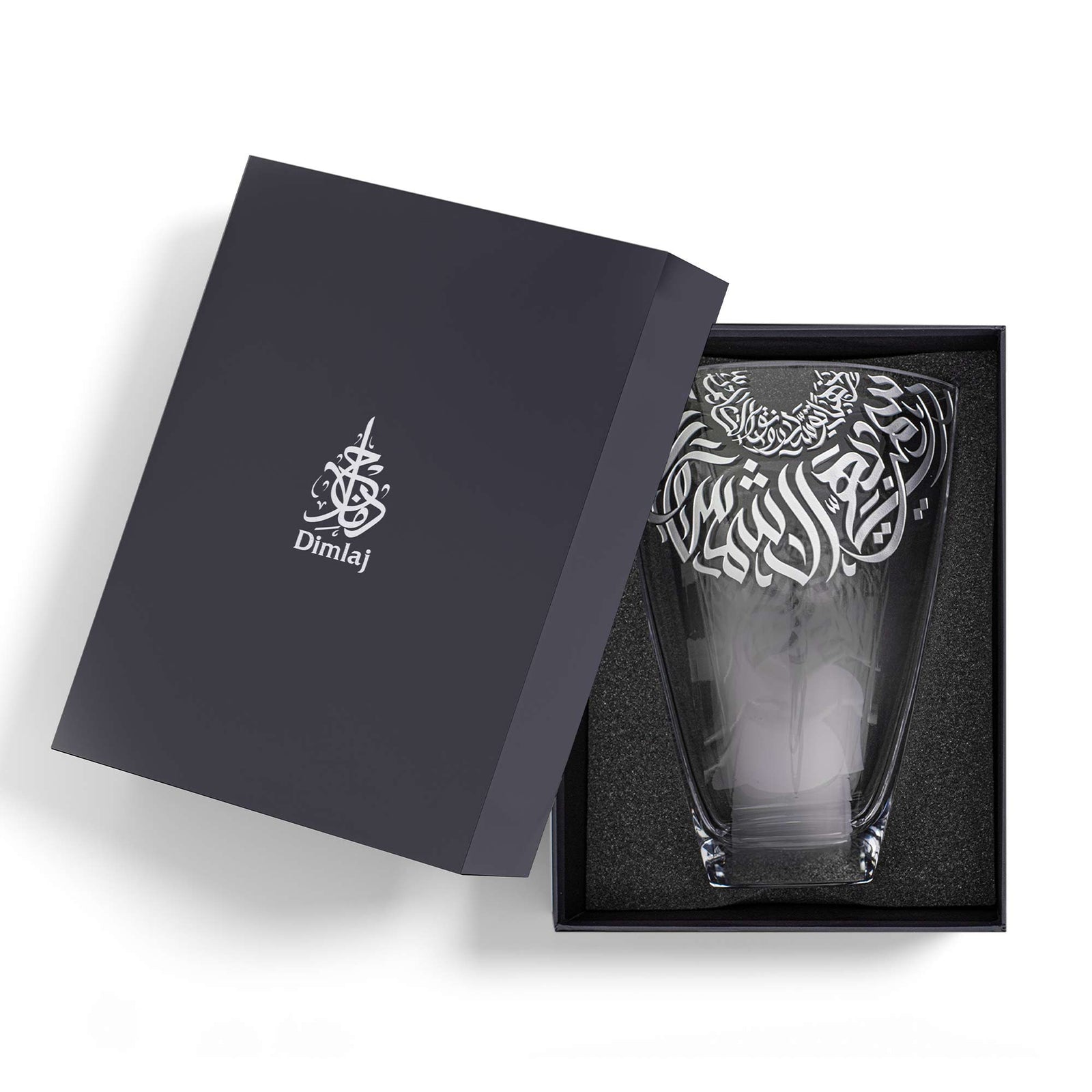 Dimlaj Qamar Large Glass Vase (Engraved) - Premium Vases from Qamar By Dimlaj - Just $1000! 