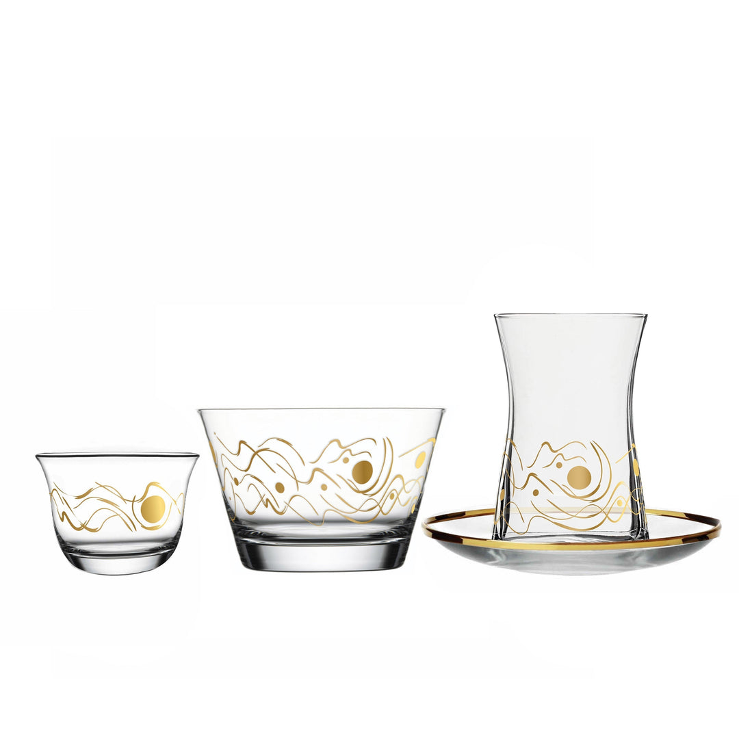 Dimlaj Touch Kawkab Set of 19 Pcs Assorted Drinkware Gold - Premium  from Dimlaj Touch - Just $175! 