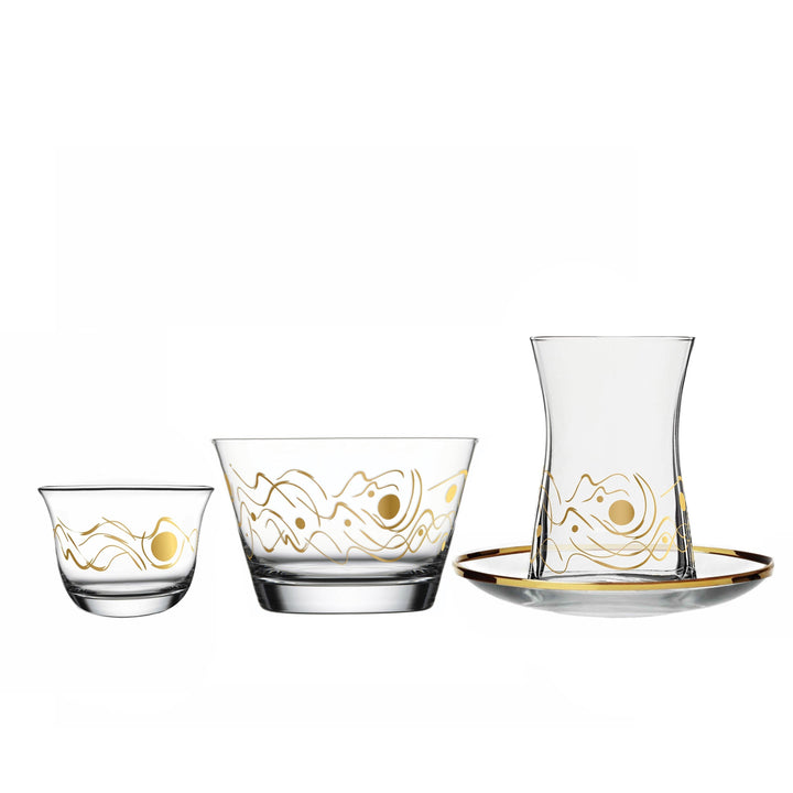 Dimlaj Touch Kawkab Set of 19 Pcs Assorted Drinkware Gold - Premium  from Dimlaj Touch - Just $175! 