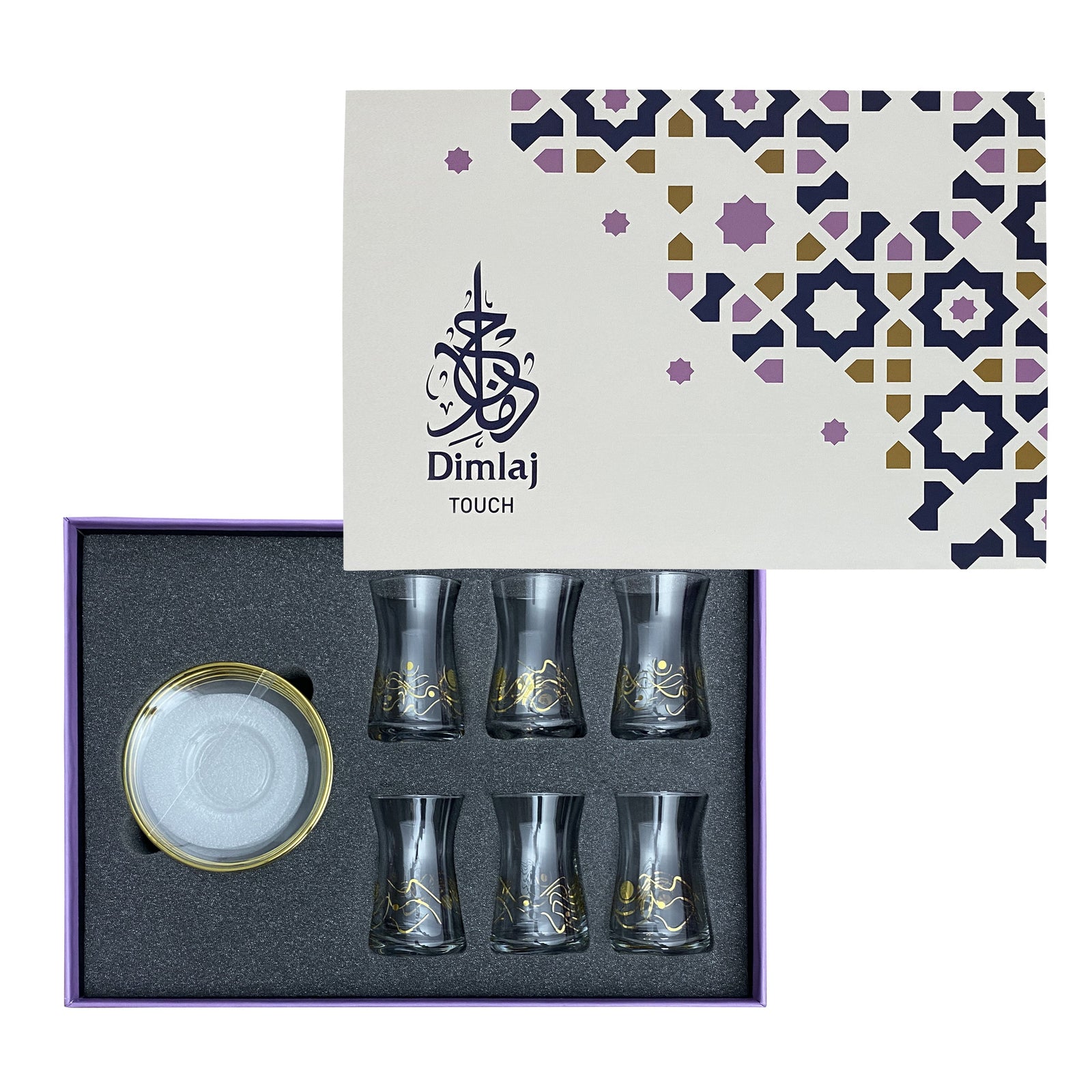 Dimlaj Touch Kawkab Set of 6 Pcs Tea Cups and Saucers Gold - Premium Tea Cups from Dimlaj Touch - Just $135! 