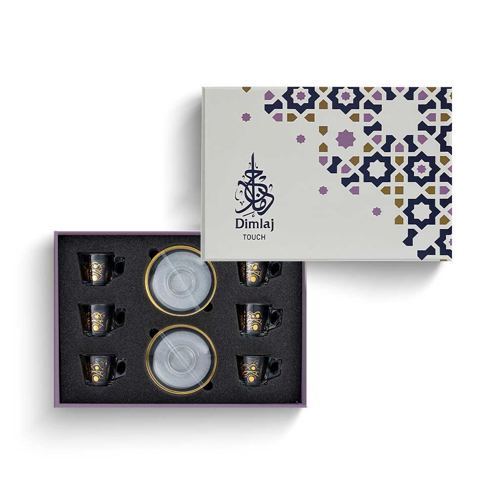 Dimlaj Touch Kawkab Set of 6 Pcs Espresso Cups and Saucers Gold - Premium Coffee Cups from Dimlaj Touch - Just $135! 
