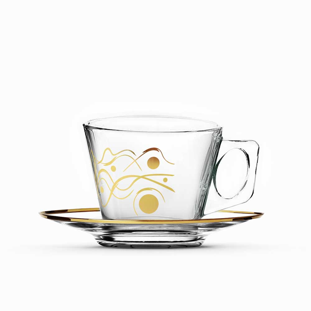 Dimlaj Touch Kawkab Set of 6 Pcs Espresso Cups and Saucers Gold - Premium Coffee Cups from Dimlaj Touch - Just $135! 
