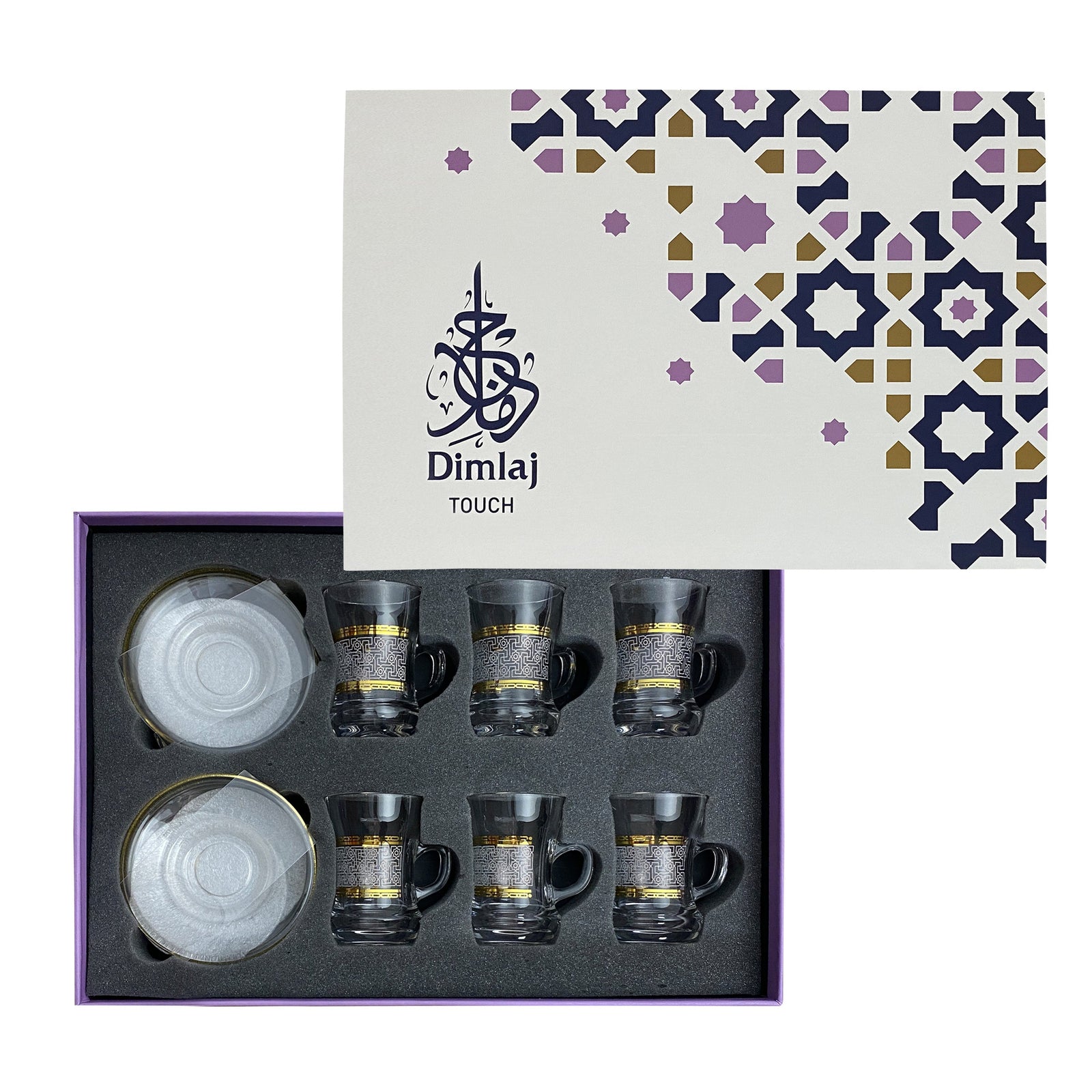 Dimlaj Touch Yaqout Set of 6 Pcs Tea Cups and Saucers Gold - Premium Tea Cups from Dimlaj Touch - Just $135! 