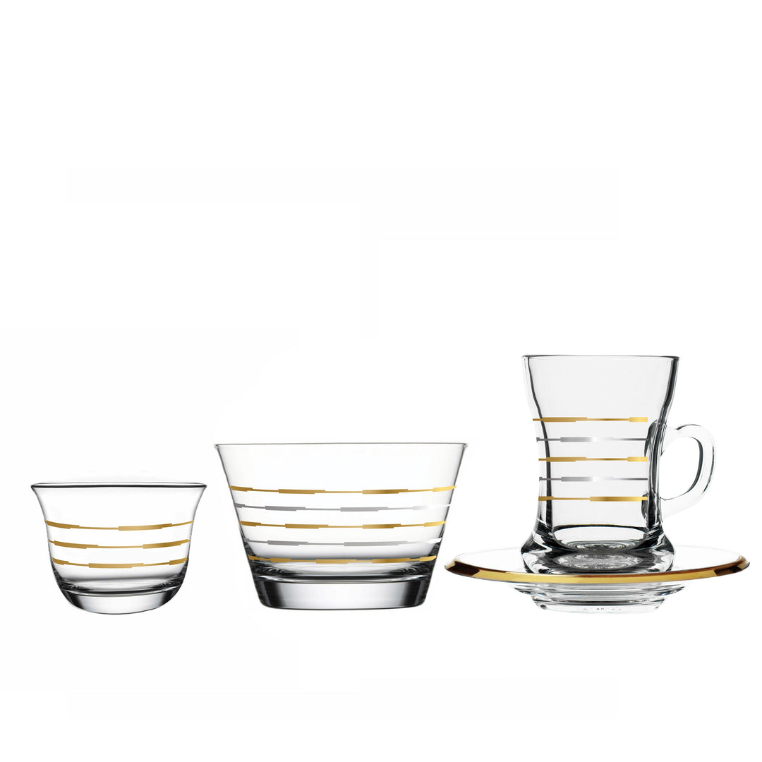 Dimlaj Touch Twin Set of 19 Pcs Assorted Drinkware Gold and Platinum - Premium  from Dimlaj Touch - Just $175! 