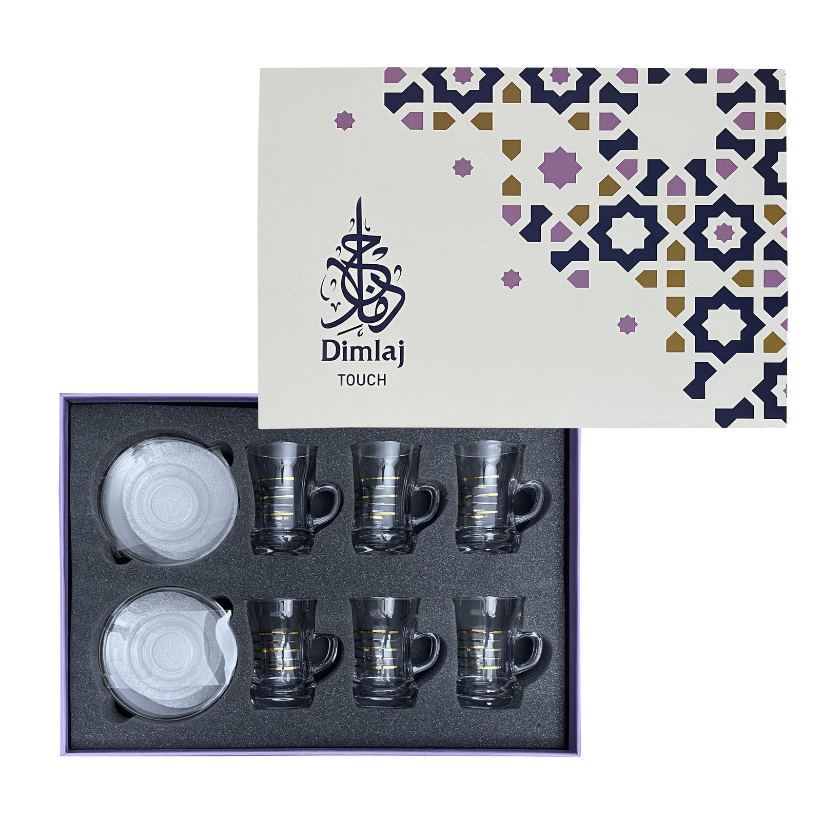 Dimlaj Touch Twin Set of 6 Pcs Tea Cups and Saucers Gold & Platinum - Premium Tea Cups from Dimlaj Touch - Just $135! 