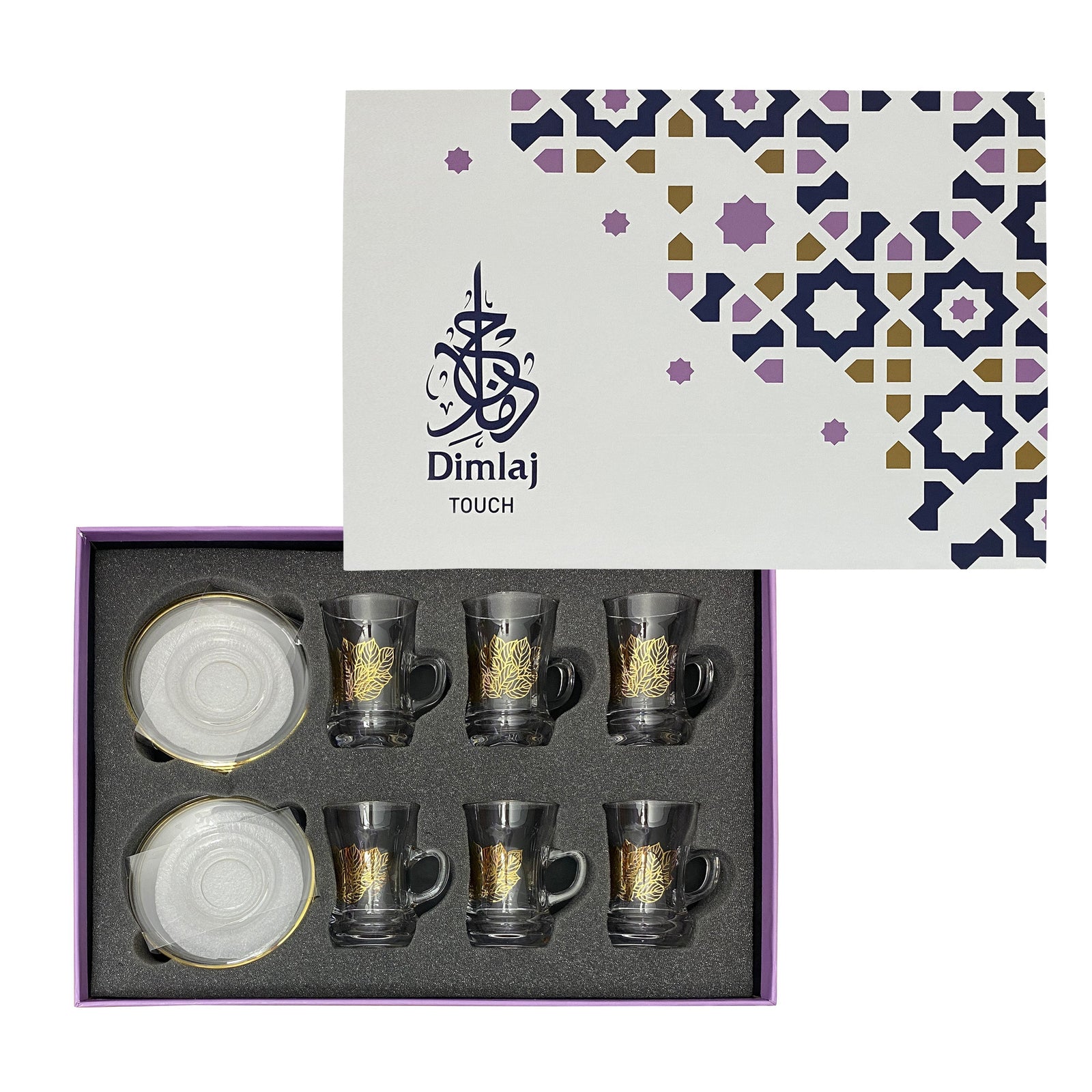 Dimlaj Touch Floret Set of 6 Pcs Tea Cups and Saucers Gold - Premium Tea Cups from Dimlaj Touch - Just $135! 