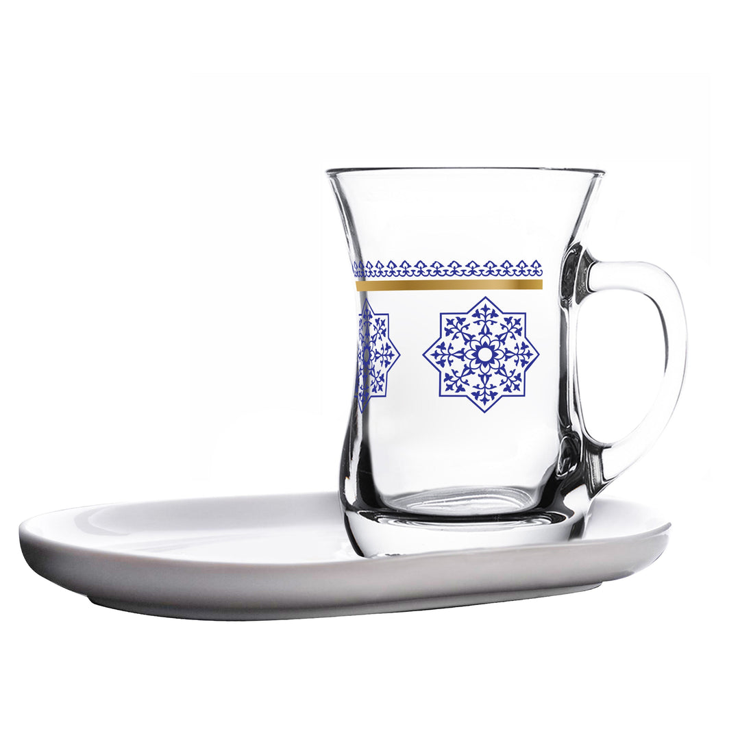 Dimlaj Touch Aster Set of 4 Pcs Mugs and Plate Gold and Blue - Premium  from Dimlaj Touch - Just $110! 