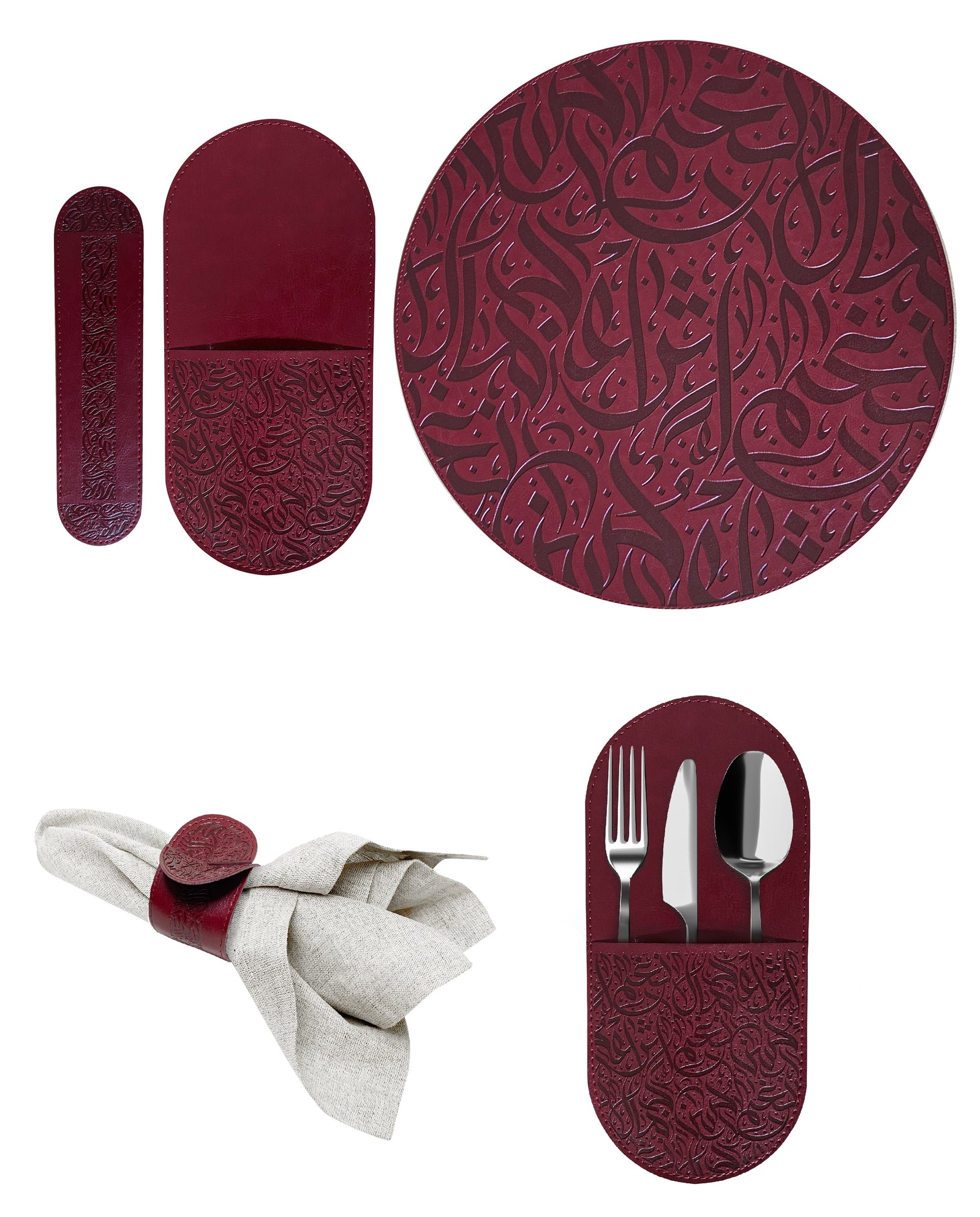 Dimlaj Nagham Set of 18 Pcs Table Accessories (Maroon) - Premium Table Accessories from Nagham By Dimlaj - Just $375! 