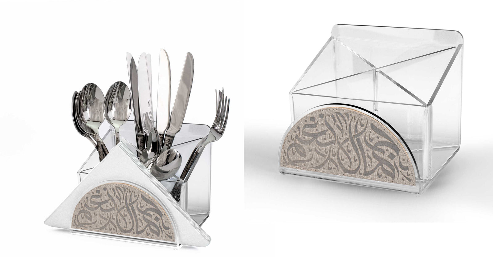 Dimlaj Nagham Acrylic Cutlery Box with Napkin Holder Beige - Premium  from Nagham By Dimlaj - Just $250! 